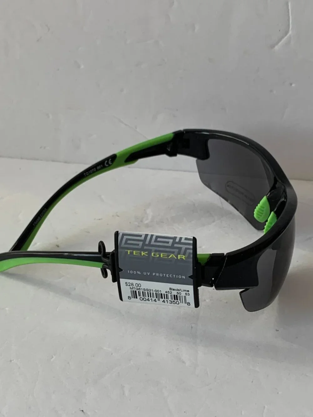 TEK GEAR SUNGLASSES BLACK/LIME 100% UV PROTECTION NEW MTG61SG21